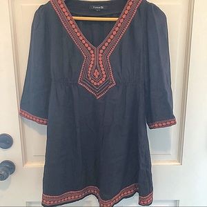 🍂Forever21 orange and black dress peasant